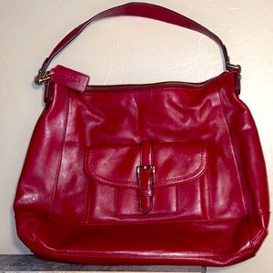 Authentic Coach Red Leather Shoulder Bag